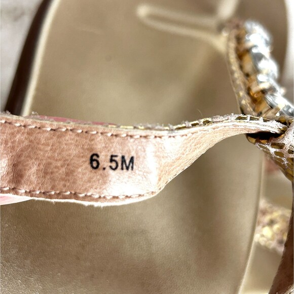 Vionic Shoes Womens 6.5 Gold Textured Leather Footbed Sandals Rhinestones - Picture 7 of 9